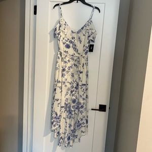 White & blue floral dress